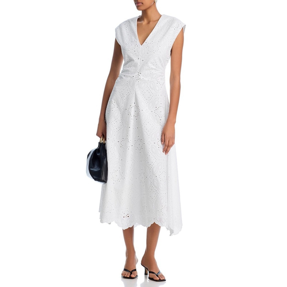 Veronica Beard Aven White Eyelet Midi Dress - Picture 3 of 11